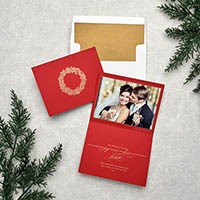 Holiday Photo Mount Cards by Designers' Fine Press (Golden Wreath)