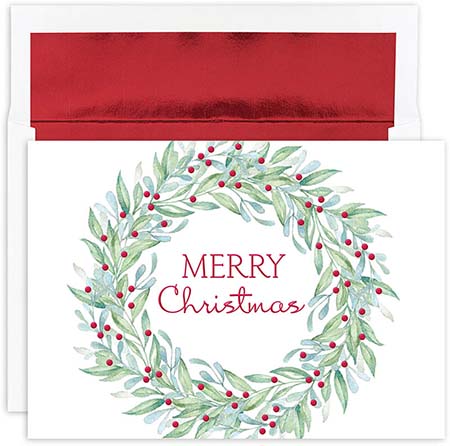 Pre-Printed Boxed Holiday Greeting Cards by Masterpiece Studios (Simple Wreath)