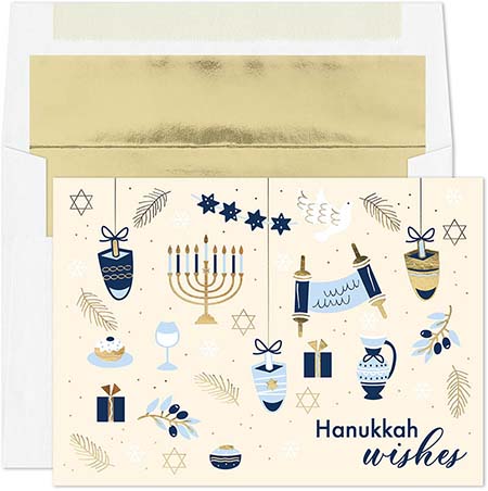 Pre-Printed Boxed Hanukkah Greeting Cards by Masterpiece Studios (Hanukkah Wishes)