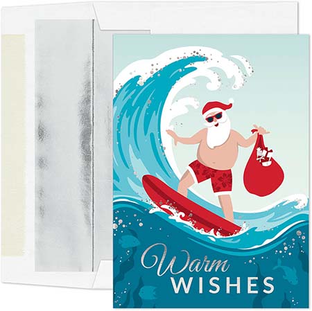 Pre-Printed Boxed Holiday Greeting Cards by Masterpiece Studios (Surfing Santa)