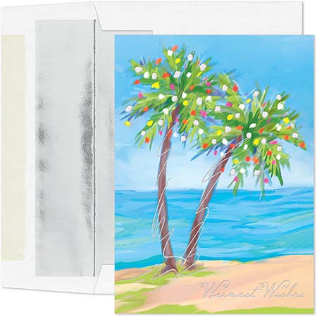 Pre-Printed Boxed Holiday Greeting Cards by Masterpiece Studios (Festive Palm Trees)