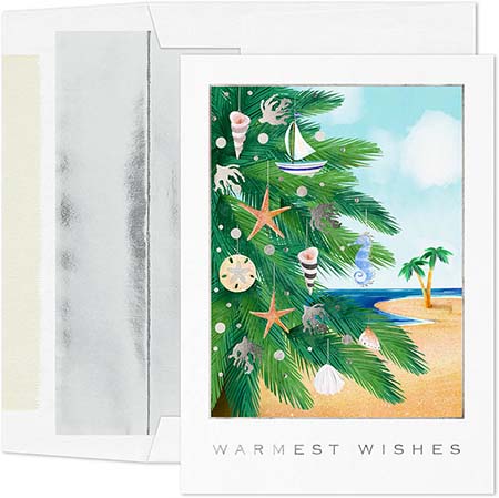 Pre-Printed Boxed Holiday Greeting Cards by Masterpiece Studios (Seashell Christmas Tree)