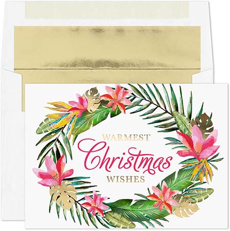 Pre-Printed Boxed Holiday Greeting Cards by Masterpiece Studios (Tropical Wreath)