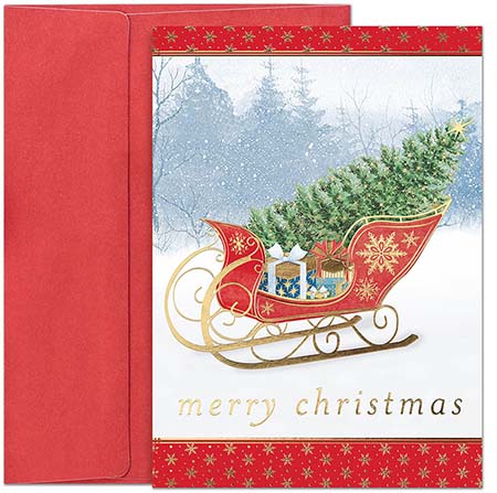 Pre-Printed Boxed Holiday Greeting Cards by Masterpiece Studios (Classic Sleigh)