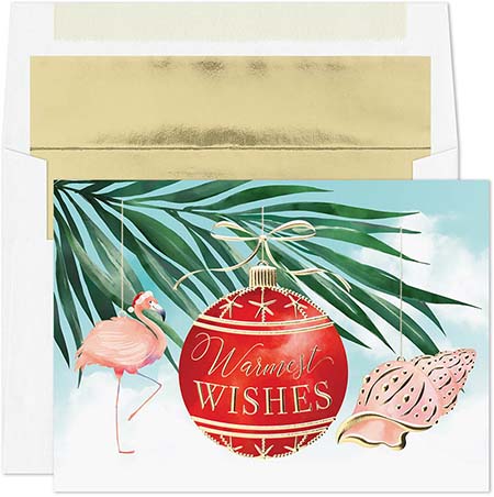 Pre-Printed Boxed Holiday Greeting Cards by Masterpiece Studios (Tropical Ornament)