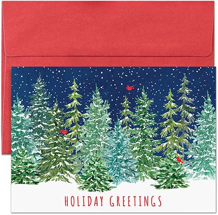 Pre-Printed Boxed Holiday Greeting Cards by Masterpiece Studios (Snowy Trees)