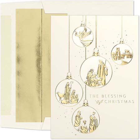 Pre-Printed Boxed Holiday Greeting Cards by Masterpiece Studios (Nativity Ornaments)