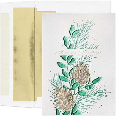 Pre-Printed Boxed Holiday Greeting Cards by Masterpiece Studios (Pine Cones and Greenery)