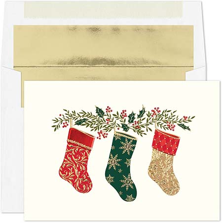 Pre-Printed Boxed Holiday Greeting Cards by Masterpiece Studios (Elegant Stockings)