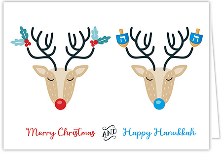 Non-Personalized Interfaith Holiday Greeting Cards by MixedBlessing (Reindeer Fun)