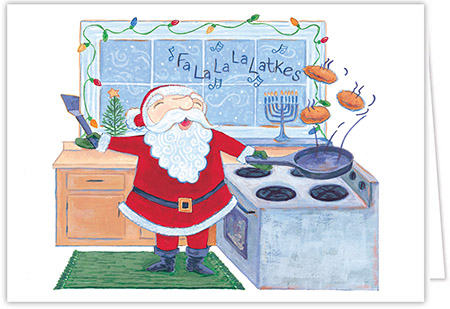 Interfaith Holiday Greeting Cards by MixedBlessing (FALALA Latkes)