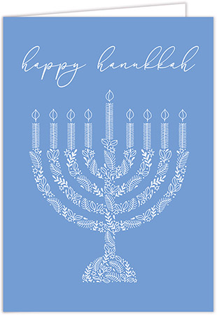 Personalized Charitable Hanukkah Greeting Cards by Olive Tree Collection (Delicate Menorah)