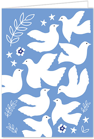 Personalized Charitable Hanukkah Greeting Cards by Olive Tree Collection (Doves of Peace)