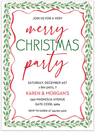 Holiday Invitations by PicMe Prints (Holly Ribbon Border)