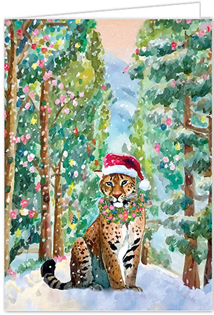 Holiday Greeting Cards by Piper Fish Designs - Watercolor Leopard in Snow