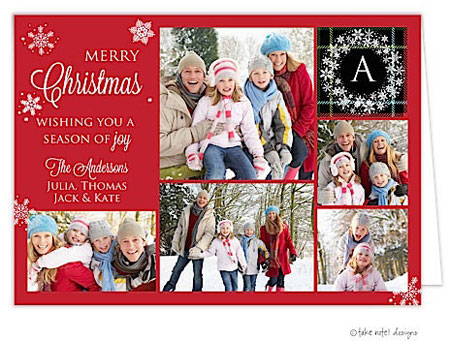 Take Note Designs Digital Holiday Photo Cards - Monogram Plaid Corner