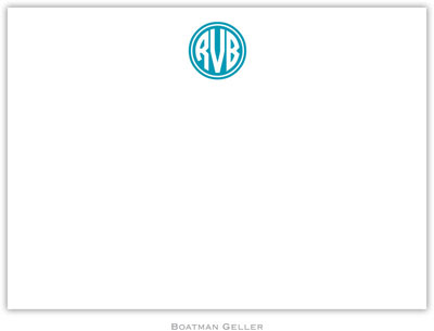 Boatman Geller - Kessler Circle Monogram Turquoise Birth Announcements/Invitations