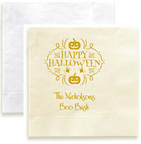 Happy Halloween Pumpkins For The Boos Personalized 3-Ply Napkins by Embossed Graphics