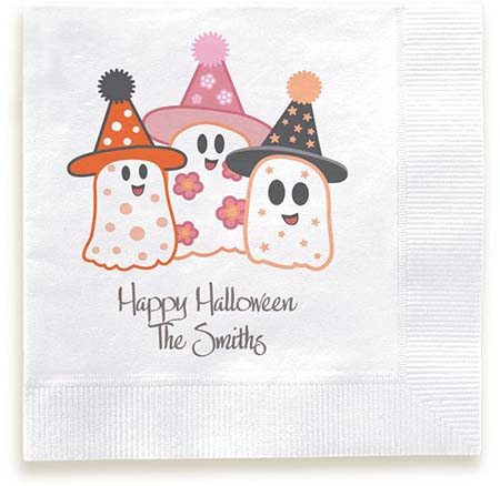 Happy Halloween Ghosts Personalized 3-Ply Napkins by Embossed Graphics