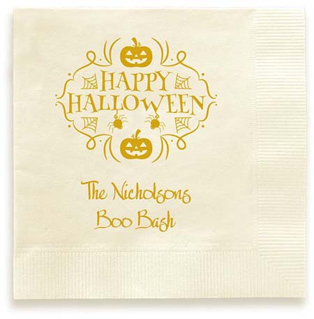 Happy Halloween Pumpkins For The Boos Personalized 3-Ply Napkins by Embossed Graphics