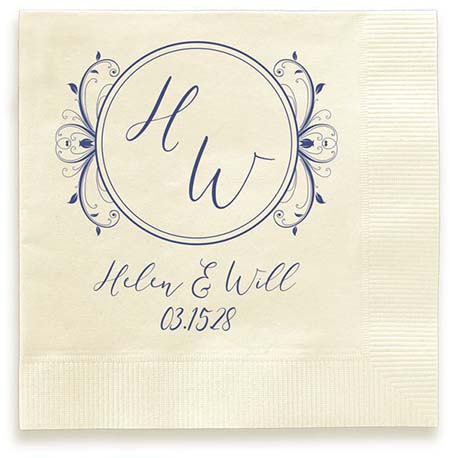 Paris Bloom Personalized 3-Ply Wedding Napkins by Embossed Graphics