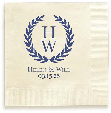 Wreath Personalized 3-Ply Wedding Napkins by Embossed Graphics