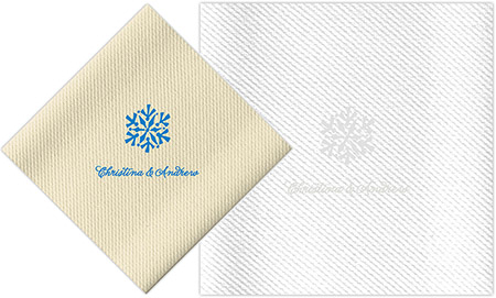 Personalized Linen-Like Napkins with Snowflake Motif by Rytex