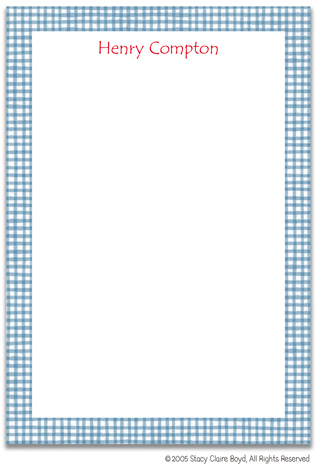 Stationery by Stacy Claire Boyd - Blue Jay Check (Padded Stationery)