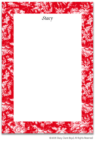 Stationery by Stacy Claire Boyd - Country Cottage Toile - Poppy (Padded Stationery)