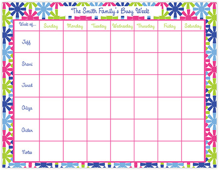 Weekly Calendar Pads by Three Bees (Retro Pinwheels)