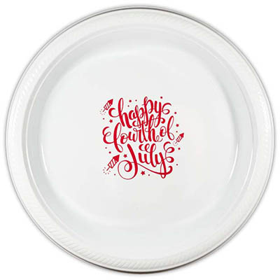 Happy Fourth of July Script Plastic Plates