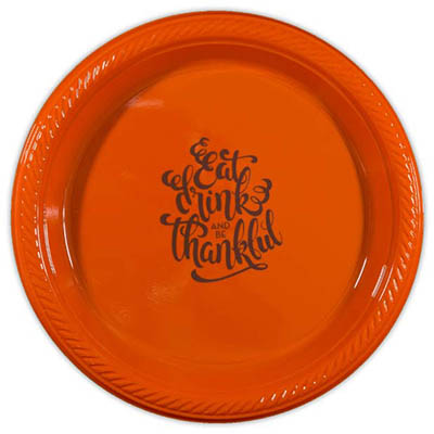 Eat Drink and be Thankful Script Plastic Plates