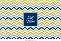 Boatman Geller - Personalized Placemats (Chevron Blue Orange & Lime Preset - Disposable)