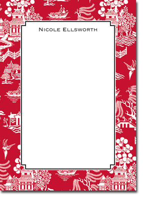 Boatman Geller Stationery - Chinoiserie Red Large Flat Cards (V)