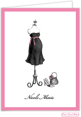 Personalized Stationery/Thank You Notes by Bonnie Marcus - Expecting Dress Form (Pink)