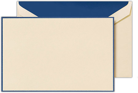 Boxed Correspondence Cards by Crane (Regent Blue Bordered Ecru)