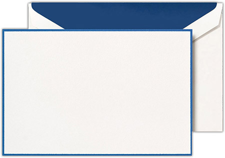 Boxed Correspondence Cards by Crane (Regent Blue Bordered Pearl White)