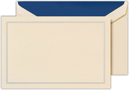 Boxed Correspondence Cards by Crane (Regent Blue Triple Hairline Frame Ecru)