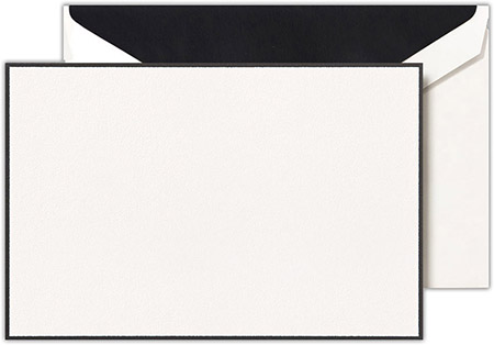 Boxed Correspondence Cards by Crane (Black Bordered Pearl White)