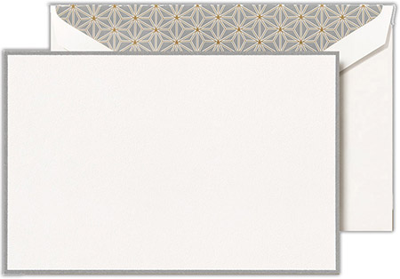 Boxed Correspondence Cards by Crane (Charcoal Bordered Pearl White)