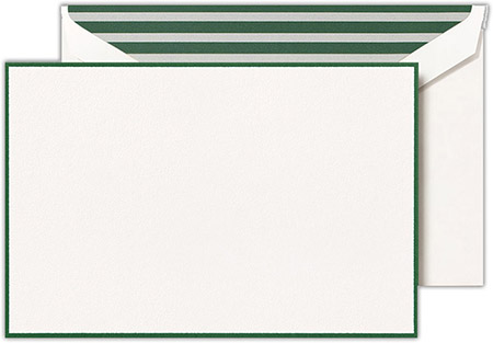 Boxed Correspondence Cards by Crane (Hunter Green Bordered Pearl White)