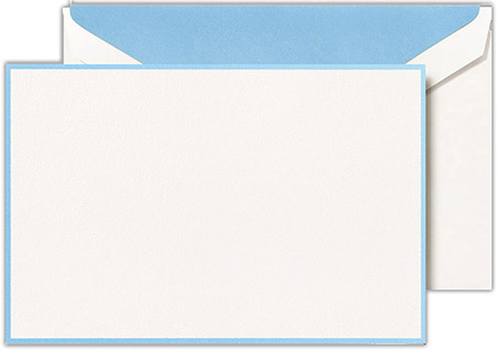 Boxed Correspondence Cards by Crane (Newport Blue Bordered Pearl White)