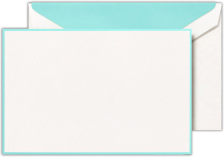 Boxed Correspondence Cards by Crane (Aqua Bordered Pearl White)