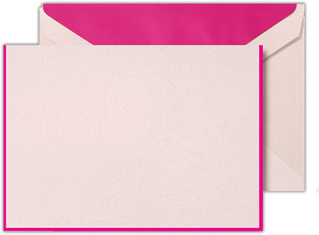 Boxed Folded Notes by Crane (Raspberry Bordered Pearl White)