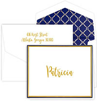 Regal Collection - Gold - Navy Minuet Note Cards by Embossed Graphics