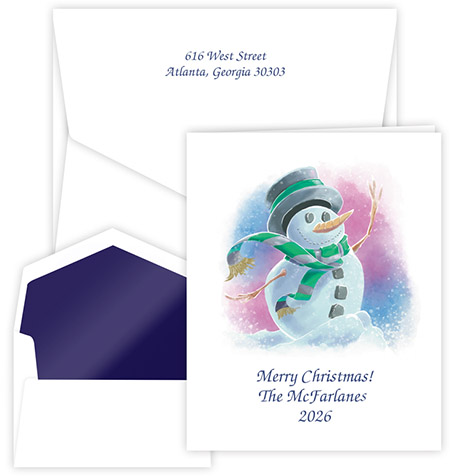 Cheerful Snowman Note Cards by Embossed Graphics