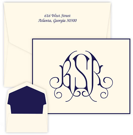 Victoria Monogram Oversized Note Cards by Embossed Graphics