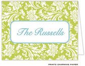 Note Cards/Stationery by Prints Charming - Lime and Blue Floral Note (Folded)