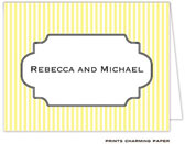 Note Cards/Stationery by Prints Charming - Yellow Pinstripe Note (Folded)