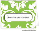 Note Cards/Stationery by Prints Charming - Green Damask Note (Folded)